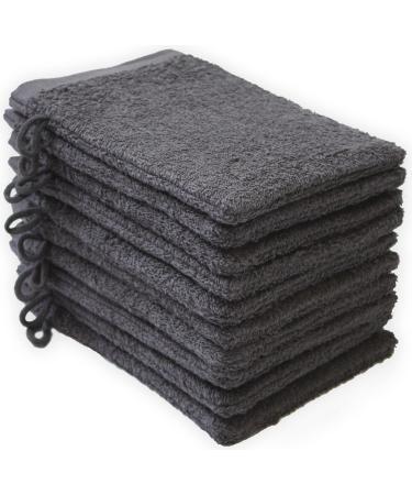 NatureMark 10-pack terry cloth wash gloves washcloths 100% cotton anthracite grey 15x21cm