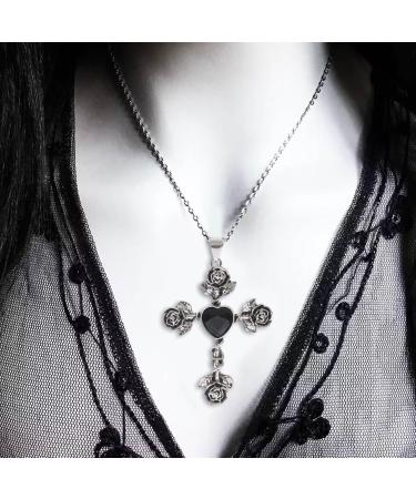 Oralgos Gothic Thorn Rose Cross Necklace - Unique Filigree Jewelry for Elegant Meetings - Buy Online on SooperMarket.com