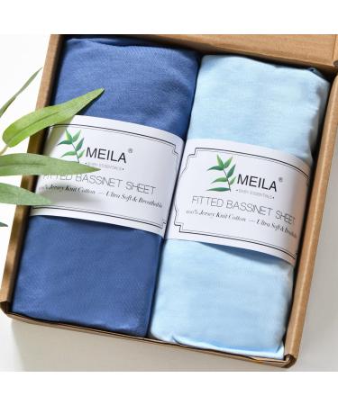 Meila baby mattress sauce stroller 2-person pack jersey clamping cloth for children's bed Oeko-Tex100 bass car. Cederation stroller mattress cover replacement cover 100% organic cotton 80x40cm 80x0cm dark blue & light blue
