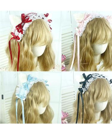 JSGHGDF Accessories Women Washing Face Hairband Pleated Laces r Cat Ear Shape Headbands Hair Hoop r Girls Pink - Buy Online on SooperMarket.com