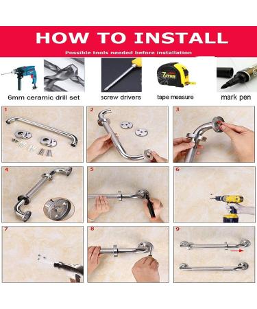 Grab Bars for Shower 2 Pack 12 Inch Anti Slip Shower Handles for Elderly Safety Shower Grab Bar Stainless Steel Handicap Grab Bars for Bathroom 12Inch - Buy Online on SooperMarket.com