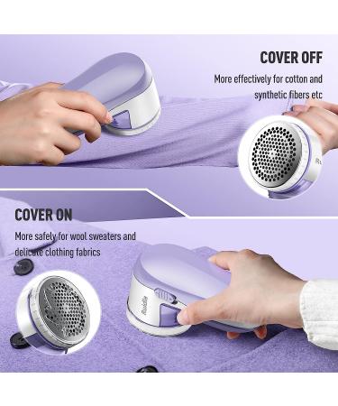 Ruidla Fabric Shaver Defuzzer - Rechargeable Electric Lint Remover with Stainless Steel Blades - Dual Protection - Purple - Buy Online on SooperMarket.com