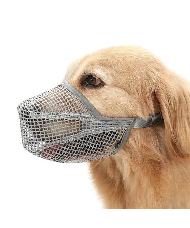 Mesh dog muzzle muzzle for dogs breathable muzzle for dogs muzzle for dogs with a rounded mesh adjustable breathable mesh muzzle (Grau) Gray XS