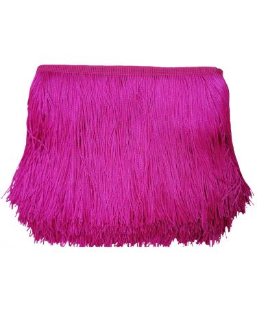 Lauthen.S 10 Yards of 6" Chainette Fringe Trim Tassel Sewing Trim for DIY Craft Latin Dress Lamp Shade Decoration (6 Inches x 10 Yards, Hot Pink) 6 Inches x 10 Yards Hot Pink