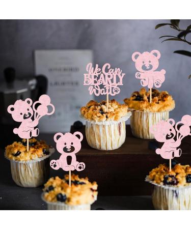 24PCS We Can Bearly Wait Cupcake Toppers Sparkling Balloon Bear Cupcake Toppers Little Bear Theme Baby Shower Decorative Supplies Gender Revealing Theme Children's Birthday Party Supplies Pink Pink3 - Buy Online on SooperMarket.com