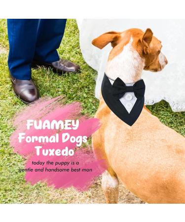 FUAMEY Dog Tuxedo Bandana with Bow Tie | Formal Wedding Attire for Dogs | Adjustable Collar for Small, Medium, Large Pets | Black-L - Buy Online on SooperMarket.com