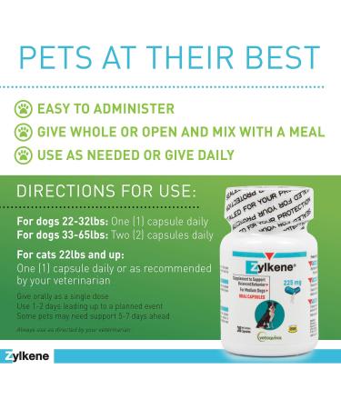 Vetoquinol Zylk ne 225mg - 30 Capsules for Pet Calm & Relaxation | Buy Internationally - Buy Online on SooperMarket.com