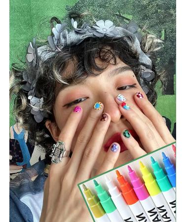 Gorvalin 12 Colors Nail Art Pens - 3D Nail Polish Graffiti Dotting Liner Pen Set for DIY Nail Design - Buy Online on SooperMarket.com
