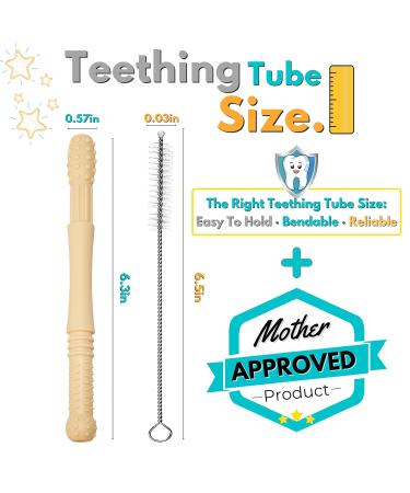 Soft Silicone Teething Tubes for Babies (4 Pack) with Cleaning Brush - Safe Teether Toy for Infants & Toddlers - Buy Online on SooperMarket.com