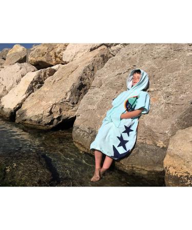 Team Magnus Kids Poncho Towel - Light Blue - One Size (4'-5'6) - Bathrobe for Kids - Buy Online on SooperMarket.com