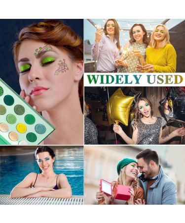QIUFSSE 15-Color Green Eyeshadow Palette - Highly Pigmented Matte & Glitter Shades for Long-Lasting, Blendable Makeup - Perfect for Women, Christmas, Halloween - Buy Online on SooperMarket.com