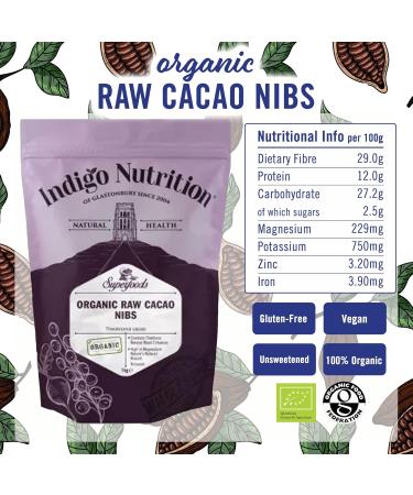 Indigo Herbs Rohe Bio Kakaonibs 500g | Vegane Rein & GMO Frei - Hochwertige Kakaonibs f r internationale Lieferung - Buy Online on SooperMarket.com