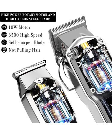 Hatteker Hair Clipper & Trimmer Set - Professional Cordless Barber Kit for Men, Waterproof, USB Rechargeable - Silver - Buy Online on SooperMarket.com