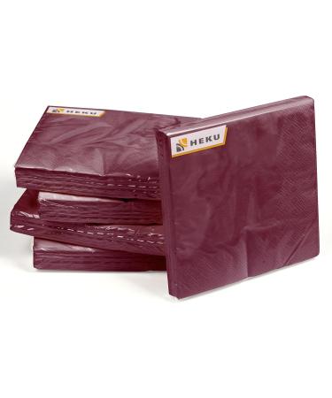 HEKU 100 Monochrome Napkins - 3-Layer 33x33cm | Highly Absorbent & Stylish Bordeaux | Uniform Quality for Events & Gastronomy | Practical 5-Pack - Buy Online on SooperMarket.com