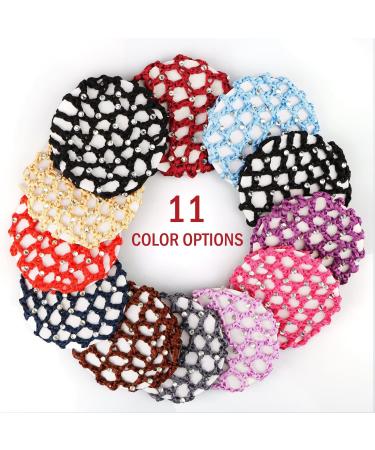Hair Net Chignon 12 Bun Hairstyle Aid Fabric Knot Net with Glitter Rhinestones Hair Net Riding Tournament Set for Gymnastics Rhythmic Gymnastics Ballet Figure Skating - Buy Online on SooperMarket.com
