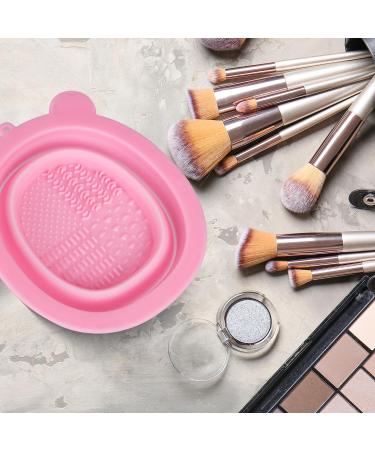 Acooruiteng Makeup Brush Cleaner Mat Foldable Silicone Makeup Brush Cleaning Mat Portable Makeup Brush Cleaning Pad Makeup Brush Cleaning Bowl for Makeup Brush Makeup Sponge Powder Puff Pink - Buy Online on SooperMarket.com