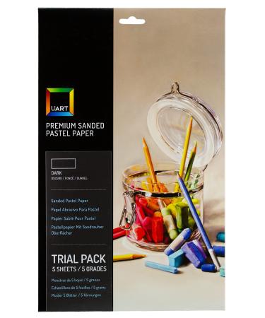 UART Sanded Dark Pastel Paper Sheets for Pastel Colored Pencil & Charcoal Trial Pack 5 Grits 6 x 11