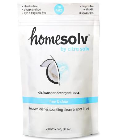 Citra Solv Homesolv Auto Dishwasher Pacs, Free & Clear, 20 Count, 12.7 Ounce (Pack of 1) 12.7 Ounce (Pack of 1) Free & Clear