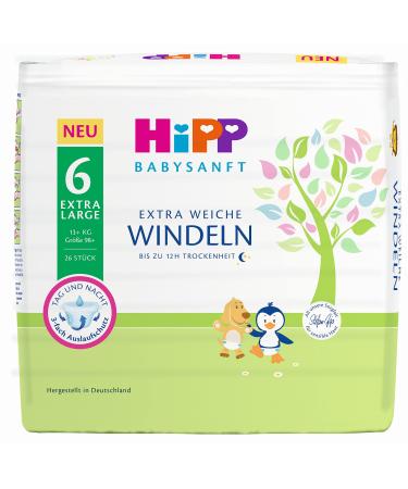 HiPP Babysanft diapers XL 6 Carry pack of 3 (3 x 1 x 26 pieces) XL 6 (78 pieces)