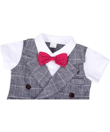 AmzBarley Baby Boys Gentleman Suit Set | Long/Short Sleeve Shirt, Pants, Vest, Bowtie | Grey | 1-2 Years - Buy Online on SooperMarket.com