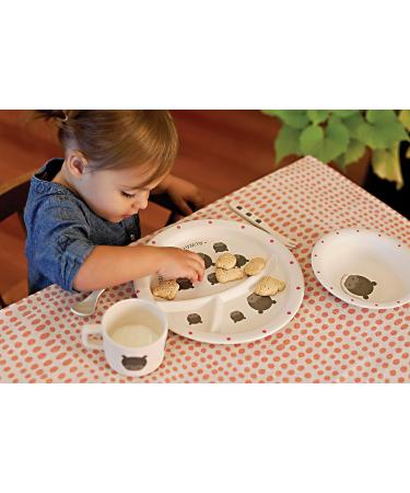 Red Rover Kids' Bamboo Dinner Set Off-White Hippo Design | 2.75 x 11 x 10.25 inches - Buy Online on SooperMarket.com