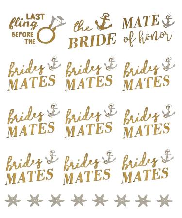 Bachelorette Bride to Be Nautical Temporary Tattoos - 100+ Gold Metallic Designs - Bride's Crew, Nauti Bride, Last Fling - Perfect for Engagement & Bachelorette Party - Waterproof & Nontoxic - Buy Online on SooperMarket.com