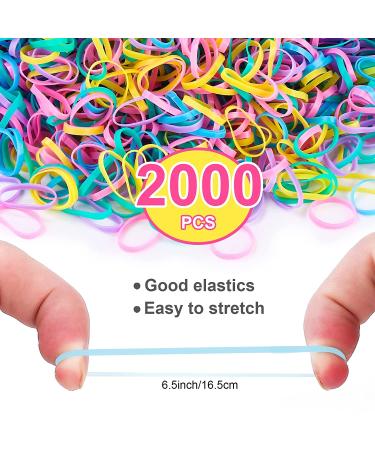 2000 PCS Mini Rubber Bands for Hair with Colorful Elastics - Kids & Baby Hair Ties Set with Topsy Tail Tools | YLYL Multicolor - Buy Online on SooperMarket.com