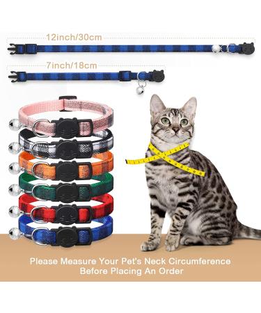 Extodry 6 Pack Plaid Cat Collars with Bells - Breakaway Kitten Collar | Adjustable 7-12in Cute Kitty Collar for Girl Boy Cats - Buy Online on SooperMarket.com