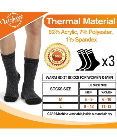 Welwoos 3 Pairs ThermoSocks for Men | Warm Thick Winter Ski Socks | Breathable Outdoor Socks 36-42 | Blue Gray Stripes - Buy Online on SooperMarket.com