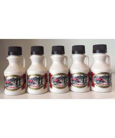 100% Pure Canadian All Natural Wood Fired Rich Taste Maple Syrup 5 x 100 ml Amber