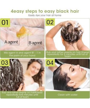 MQUPIN Black Hair Dye Shampoo - Instant, Easy-to-Use Permanent Hair Color for Men and Women - Natural Ingredients (10 PCS) - Buy Online on SooperMarket.com