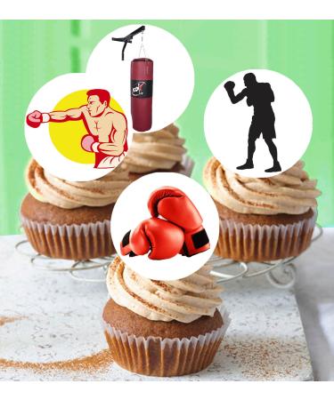 24 x Pre-Cut Boxing 4 Edible Stand up Wafer Paper Cupcake Toppers Cake Decorations Birthday Party Sport Martial Art