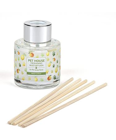 Pet House Reed Diffuser - Long Lasting Eco-Friendly Scented Oil Set - Fresh Citrus Scent - Non-Toxic Pet Odor Eliminator for Home - Buy Online on SooperMarket.com