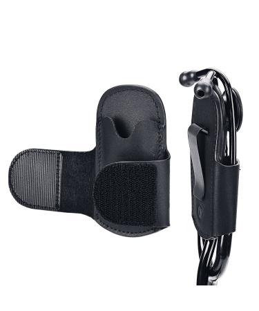 Healvaluefit Stethoscope Holder Genuine Leather for Littmann Stethoscope Holder Hip Clip with Velcro Stethoscope Clip for Scrubs Stethoscopes Accessories Fit for MDF ADC EKO (Black)