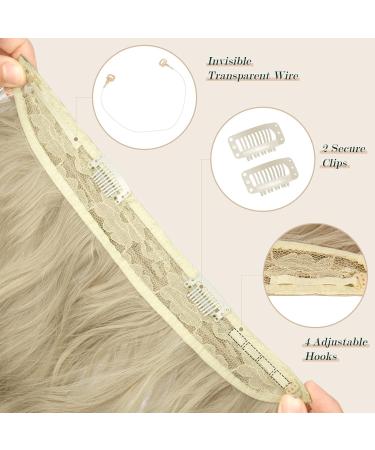 FESHFEN Invisible Wire Hair Extensions - 16 Ash Blonde Long Wavy Hairpiece for Women - Buy Online on SooperMarket.com