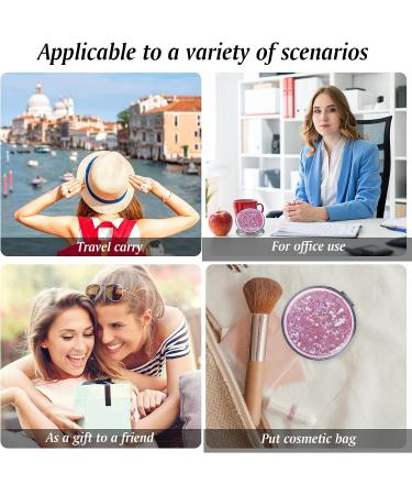 JIABEIUS Compact Mirror Magnifier - Quicksand Pink | Portable Folding Mirror for Purses - Buy Online on SooperMarket.com