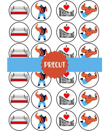 PRECUT Wrestling Edible Cupcake Toppers - Premium Thickness SWEETENED VANILLA - wafer card disc cake decorations (Pack of 24) - Buy Online on SooperMarket.com