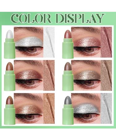 6 Colors Mini Cream Eyeshadow Stick Set - Waterproof Long Lasting Shimmer Metallic Makeup - Pearl White Nude Brown Glitter - Buy Online on SooperMarket.com