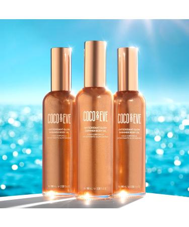 Coco & Eve Antioxidant Glow Shimmer Body Oil - Lightweight Skin Illuminator with Pearlescent Minerals Natural Glitter Antioxidants for Shimmering Moisturizing and Healthy Glow (100ml) - Buy Online on SooperMarket.com