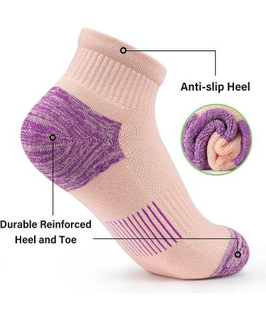 Gonii Women's Athletic Ankle Socks | Thick Cushioned Running Hiking Low Cut | 5-Pack Cool Colors | Size 6-8 - Buy Online on SooperMarket.com
