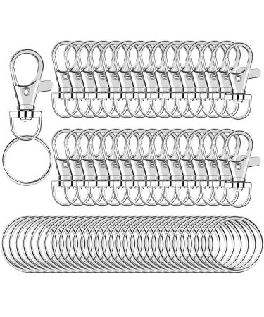 SANNIX 60pcs Key Chain Clip Hooks Swivel Clasps Lanyard Snap Hooks with Split Key Rings Silver