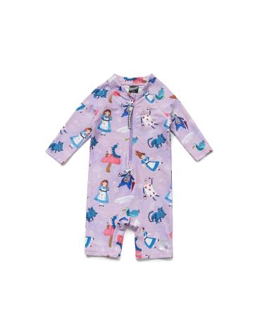 Bonverano Baby Girls Swimsuit UPF 50+ UV Protection One Pieces Sunsuit with Sun Cap (Purple 6-9Months) 6 Months Purple