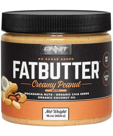 Onnit Fat Butter - KETO SNACKS FAVORITE - Low Carb Nut Butter Packed with Macadamia Nuts, Organic Chia Seeds, Organic Coconut Oil - Creamy Peanut