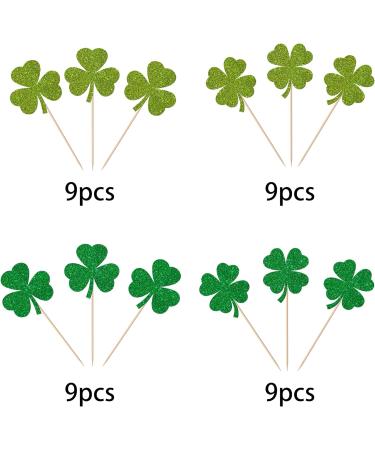36 Pack Lucky Four Leaf Clover Cupcake Toppers Glitter St.Patrick's Day Shamrock Cupcake Picks for Baby Shower St Patrick's Day Kids Birthday Party Cake Decorations Supplies Gree 14 - Buy Online on SooperMarket.com