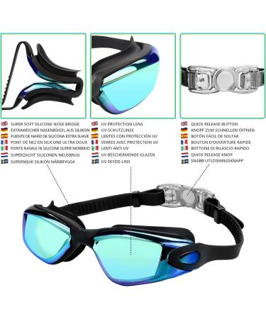 Bezetee UV Protection Swimming Goggles - Anti-Leak Adjustable Silicone Eyewear for Adults & Youth - Includes Case - Buy Online on SooperMarket.com