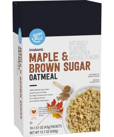Happy Belly Instant Oatmeal Maple & Brown Sugar 10 Ct (Pack of 6)
