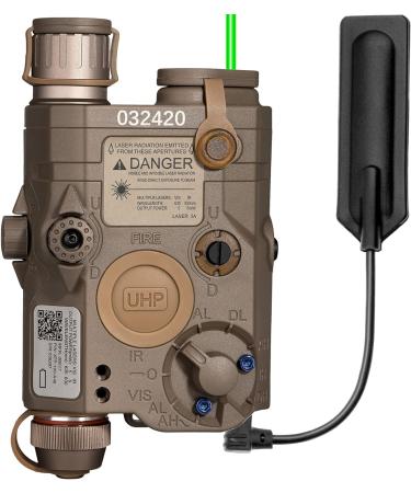 ACTIONUNION Airsoft PEQ-15 Pro IR Laser + UHP Visible Green Laser + White LED Flashlight - Tan