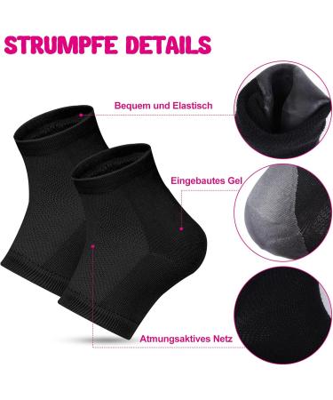 3 Pairs Moisturizing Gel Heel Socks - Soft Open Toe Socks for Dry Skin Care (Black) - International Shipping - Buy Online on SooperMarket.com