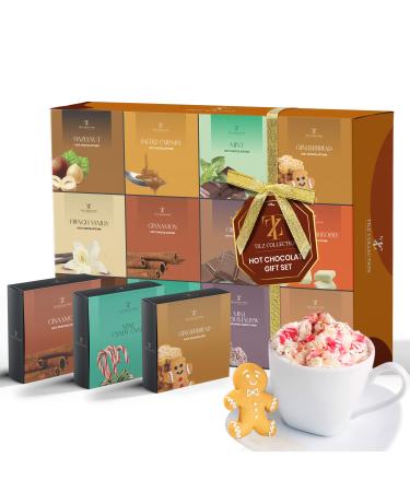 Hot Chocolate Gift Set - Flavoured Hot Chocolate 12 Pack Luxury Hot Chocolate Set Hot Chocolate Gifts For Women Men Kids Adults - Birthday Gift For Mom and Dad - Variety Pack