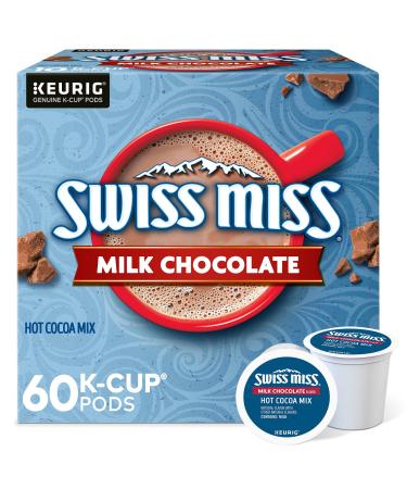 Swiss Miss Milk Chocolate Hot Cocoa Keurig Single Serve K Cup Pods Flavored K Cups 60Count Milk Chocolate 28 Count (Pack of 1)